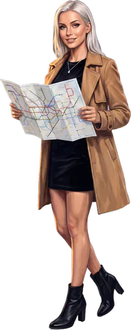 Ava Lindqvist reading a transit map